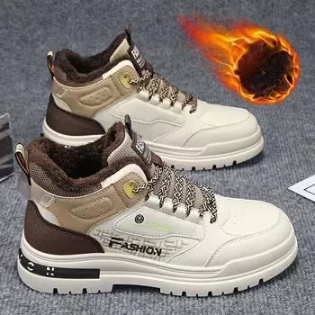 Men s Boots 2025 Winter Plush Warm Cotton Shoes High Top Platform Anti Slip Wear Resistant Ankle Boots WorkShoes Tenis Masculino 39