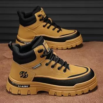 Men s boots high-top Martin boots men s British wind locomotive tooling shoes men s autumn and winter 2024 trend men s shoes increase height 39