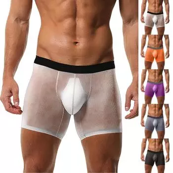 Men s Boxer Underpants, Ice Mesh Breathable Underpants, Sports Extension, Reverse Crotch Shorts L