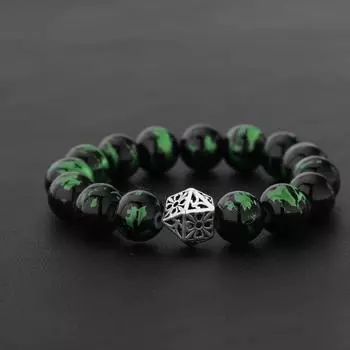 Men s Bracelet Imitation Agate Stone Bead Bracelet Round Bead Bracelet One Size