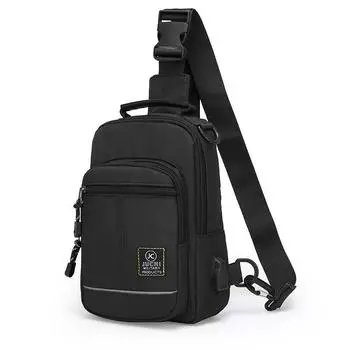 Men s breast bag nylon bag fashion large capacity men s casual bag shoulder messenger bag чёрный