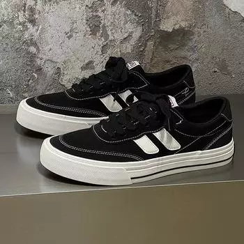 Men s Breathable Canvas Skate Shoes 2025 New Outdoor Fashion Comfort Flat Running Shoes Lace-Up Mens Tennis Shoes Zapatillas 39