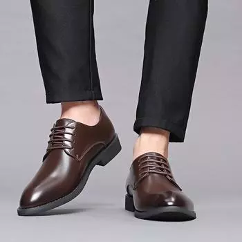 Men s Breathable Leather Shoes Black Soft Leather Soft Bottom Spring and Autumn Best Man Men s Business Formal Wear Casual Shoes 38 чёрный