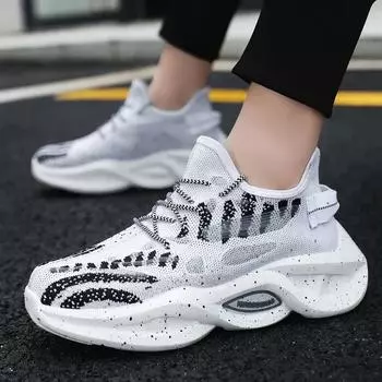 Men s Breathable Running Shoes Trend Sneaker Thick Bottom Non-slip Shoes for Men New Flat Comfort Casual Shoes Tenis Masculino 40 белый