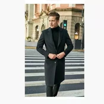 Men s British Men s Long-sleeved Woolen Coat Autumn and Winter Woolen Coat XXXXL