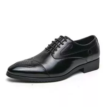 Men s Brock engraved business dress spring and autumn new low-top casual retro British style lace-up leather shoes men 38