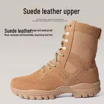 Men s Brown Cow Suede Tactical Hiking Boots with Zipper - Warm Combat-Ready Footwear 40