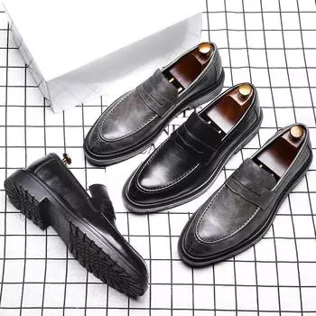 Мужские деловые кожаные туфли Мужская обувь Британская обувь One Piece 9715-G 38 серый