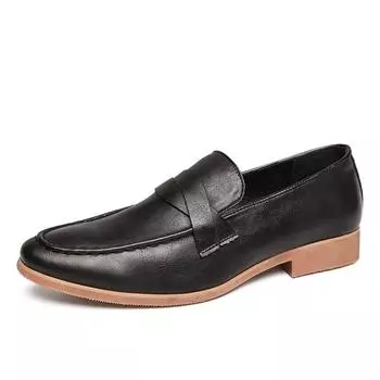 Men s Business Leather Shoes Slip On Formal Pointed Leather Shoes Casual Shoes 39 чёрный