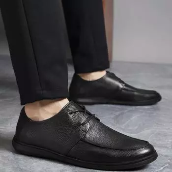 Men s Business Shoes genuine leather Soft Moccasins Comfortable Casual Shoes for Men Autumn Solid Black Men Sneakers 6