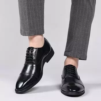 Men s business shoes, leather fashion low-top fashion shoes, men s formal business shoes 38-44 38 чёрный