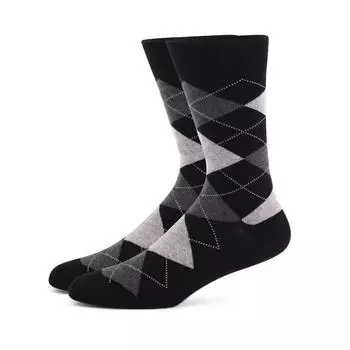 Men s Business Socks, Striped Pure Black Stockings, Diamond-check Stockings, Cotton 1 pair