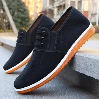 Men s Canvas Shoes: Casual Sports Loafers for Spring/Autumn with Solid Color and Flat Bottom shoes for men canvas shoes 39