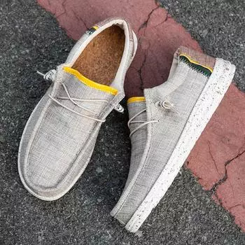 Men s Canvas Shoes Male Loafer Lightweight Soft Sole Breathable Slip-On Walking Casual Shoes for Men Big Size 47 синий