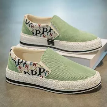 Men s canvas shoes summer breathable soft sole one pedal lazy shoes board shoes old Beijing casual cloth shoes men s 39