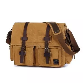Men s Canvas Shoulder Bag - Retro European-American Style Messenger Bag