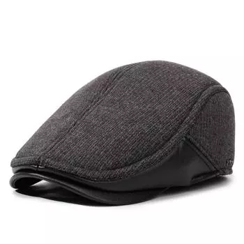 Men s Cap Middle-Aged and Elderly Peaked Cap Winter Outdoor Cold-Proof Warm Velvet Thick Ear Protection Forward Cap серый