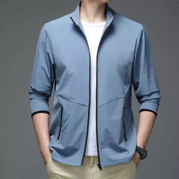 Men s Cardigan Jacket Spring Autumn Thin Summer Sports and Leisure Fitness Fabric Sweat Zipper Pocket L