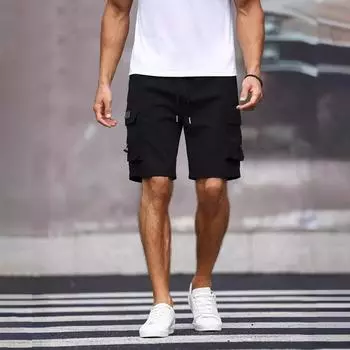 Men s Cargo Shorts Fashionable Loose Large Size Men s Shorts Multi Pocket Casual Pants XXL чёрный