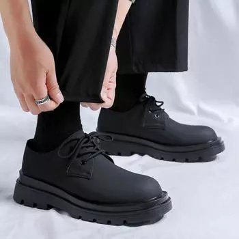 Men s Casual Business Shoes New Thick-soled Heightening Work Shoes British Style High Quality Men Formal Shoes Dress Footwear 38 чёрный