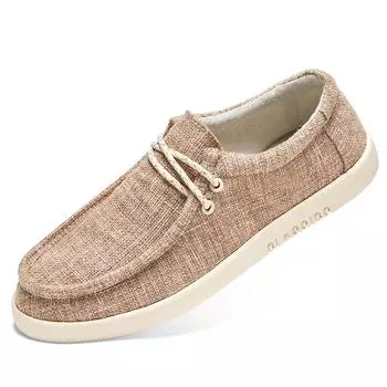 Men s casual canvas shoes men s loafers breathable soft soled driving skateboard shoes Summer khaki comfortable commuting shoes 39 чёрный