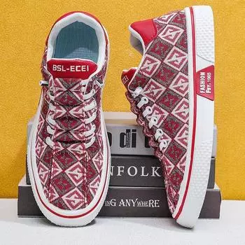 Men s Casual Canvas Sneakers Vulcanized Shoes MenComforthable Spring Sneakers Men Casual Shoes Plus Size 39-44 39 красный