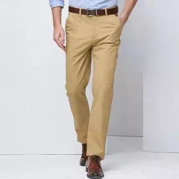 Men s Casual Cotton Pants Formal Business Office Trousers Men Straight Stretch Solid Slim Pants Office Work Trousers for Men 32 бежевый/белый