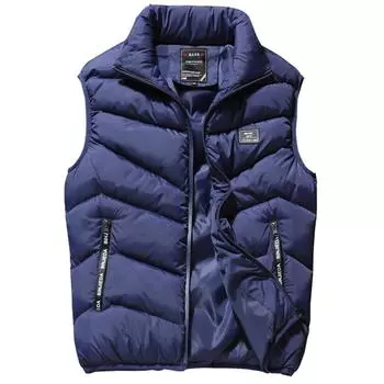 Men S Casual Cotton Vest Slim Stand Collar Vest Jacket XXXXXXXXL чёрный
