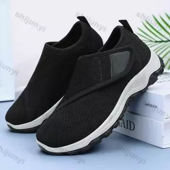 men s Casual Fashion Sneakers Adjustable Wide Feet Walking Shoes Outdoor Anti-slip Sport Shoes Solid Color Simple men s Shoes 39 чёрный