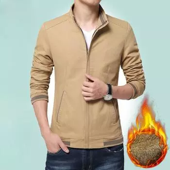 Men s Casual Fleece Thermal Jacket Winter Jacket Men s Cotton Slim Stand-up Jacket Jacket M чёрный