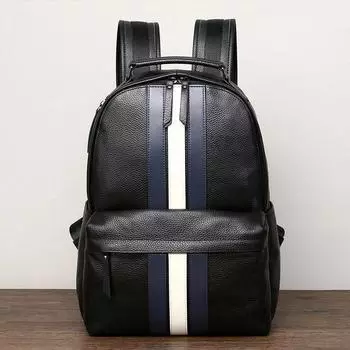 Men s Casual Genuine Leather Backpack: Trendy, Lightweight, Large Capacity, First Layer Cowhide, Perfect for Commuting.