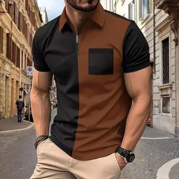 Men s Casual Lapel Buttoned Polo Shirt S