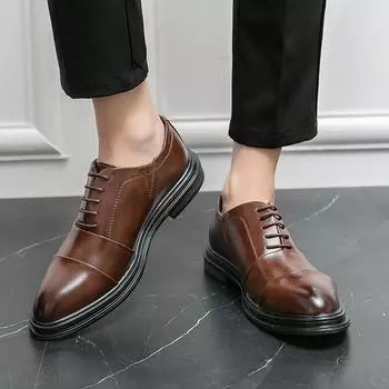 Men s Casual Leather Oxfords Shoes Pointed Toe Men Luxury Brand Coiffeur Shoes Classic Men Footwear Wedding All-match Male Shoes 38 чёрный