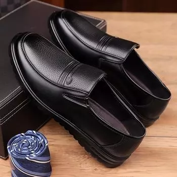 Men s casual leather shoes 2025 new cowhide one-pedal versatile men s shoes genuine leather middle-aged and elderly father business shoes 38