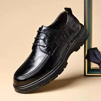 Men s casual leather shoes 2025 new versatile trend fashion high-end business dress work shoes Doudou shoes men 38