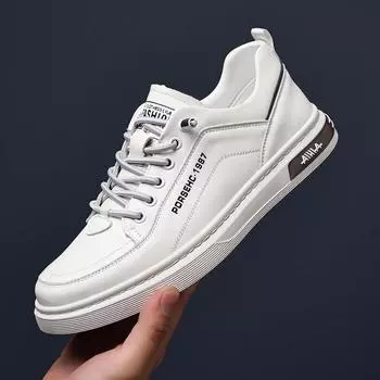Men s casual leather shoes 2025 new cowhide soft-faced board shoes fashion white shoes non-slip high-end men s shoes 38