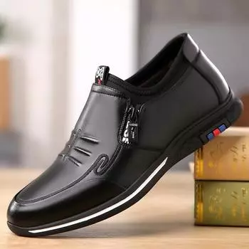 Men s casual leather shoes Men s trendy fashion cowhide loafers Non-slip one-pedal men s shoes Factory direct sales shoes 38