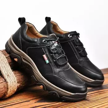 Men s casual leather shoes middle-aged dad men s shoes winter men s shoes men s outdoor sports hiking shoes 39