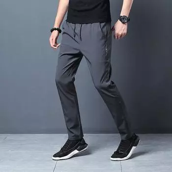 Men s Casual Pants Slim-fitting Thin Korean Version Breathable Sweat-absorbing Sweatpants Fashion Straight-leg Pants M серый