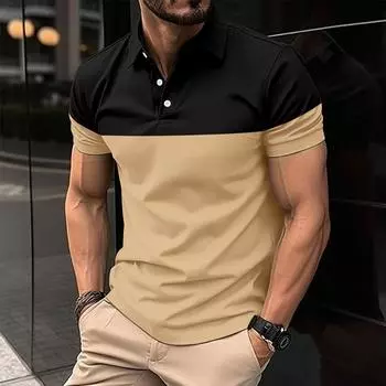 Men s Casual Polo Shirt with Button Up T-shirt Top S бордовый