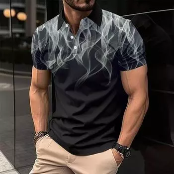 Men s Casual Polo Shirt with Collar Print Versatile Top S королевский синий