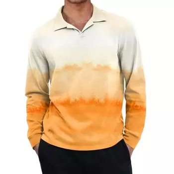 Men s Casual Retro Small V-neck Long-sleeved Top L бежевый