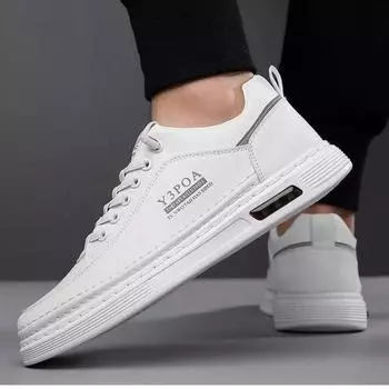 Men s Casual Shoes 2024 Summer New Sports Board Shoes Trendy and Versatile Breathable Soft Soled Odorless Lace Up Trendy Shoes 39 белый