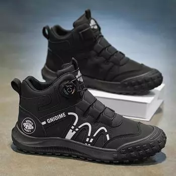 Men s casual shoes autumn British style retro high-top tooling men s shoes youth sports non-slip thick-soled men s boots 39 чёрный