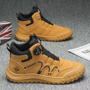 Men s casual shoes autumn British style retro high-top tooling men s shoes youth sports non-slip thick-soled men s boots 39 чёрный