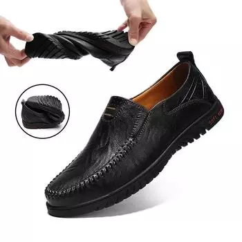 Men s Casual Shoes Classic Handmade Leather Shoes Comfort Driving Shoes for Men Moccasins Slip on Loafers Walking Flats Zapatos 39 чёрный