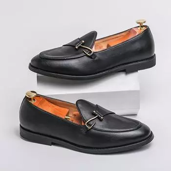 Men s Casual Shoes Fashion Formal Men Shoes Retro Loafers Mens Slip-on Driving Flats Moccasins Prom Dress Designer Leather Shoes 41 чёрный