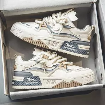 Men s Casual Shoes Fashionable Men s Sports Shoes New Brand Design Comfortable Soft Sole Men s Running Shoes Tenis Masculino 39 бежевый