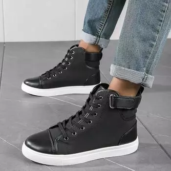 Men s Casual Shoes Large Size Men s Boots Breathable Vulcanized Shoes for Men Hot Selling High Top Male Casual Shoes Botines 39 чёрный