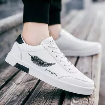 Men s Casual Shoes PU Leather Casual Shoes for Men Lightweight Men Sneakers Comfort Vulcanized Shoes Flat Zapatillas De Hombre 39